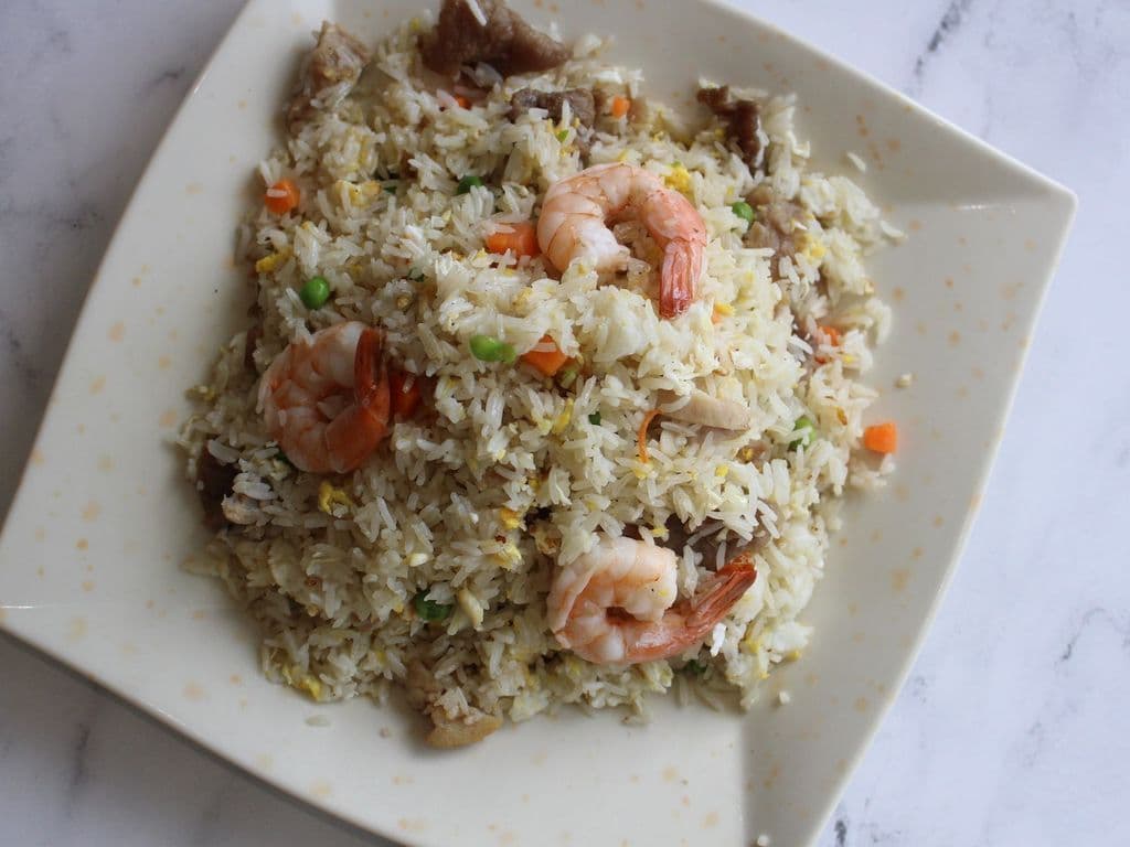539. Chicken, Beef, and Shrimp Egg Fried Rice