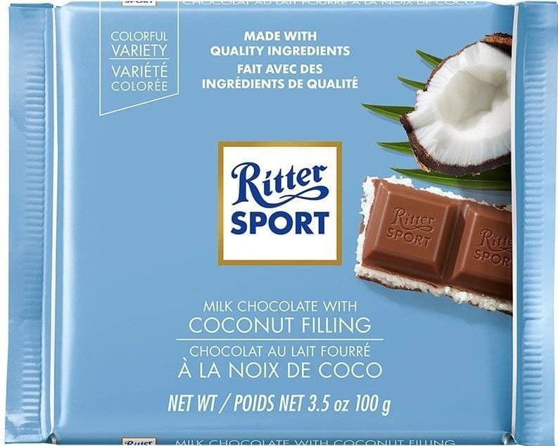 RITTER SPORT MILK CHOCOLATE COCONUT 100G