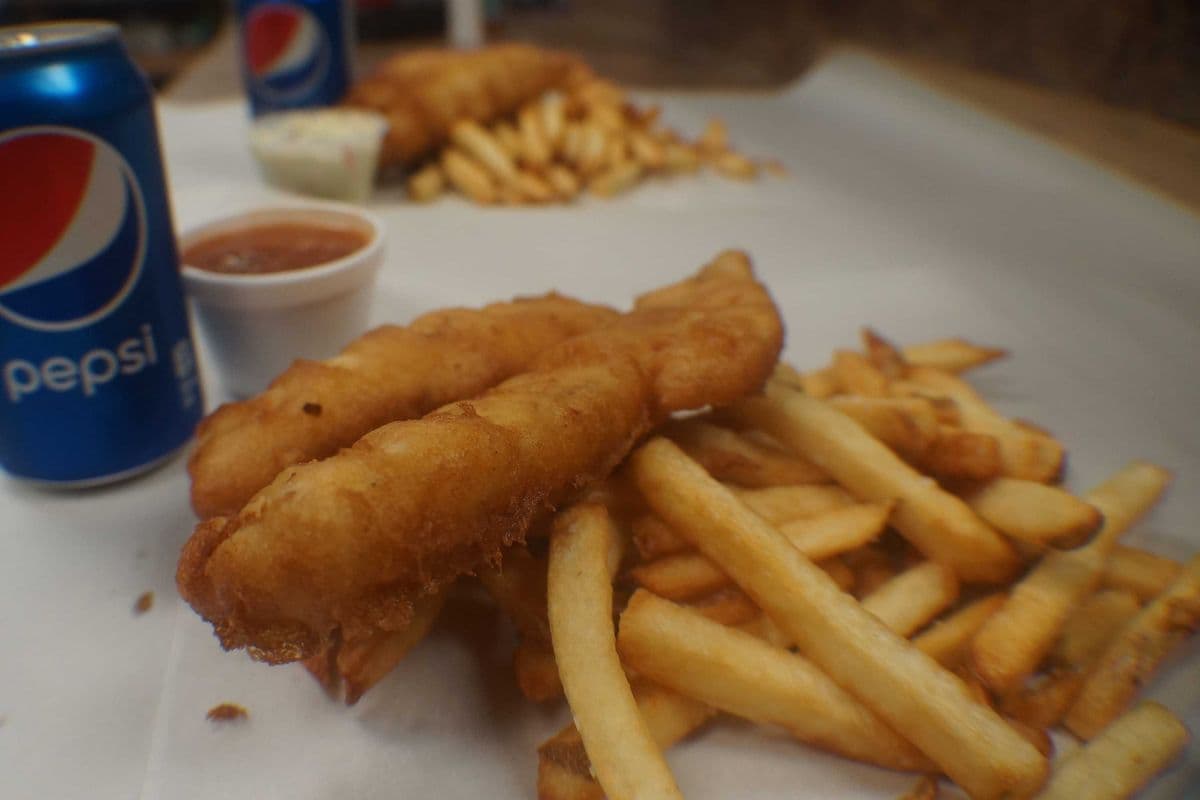 One Piece Pollock & Chips, One Side, One Pop, Tartar Sauce