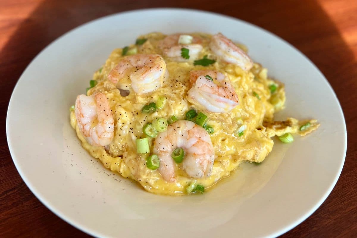 Scramble Egg and Shrimp Rice Plate