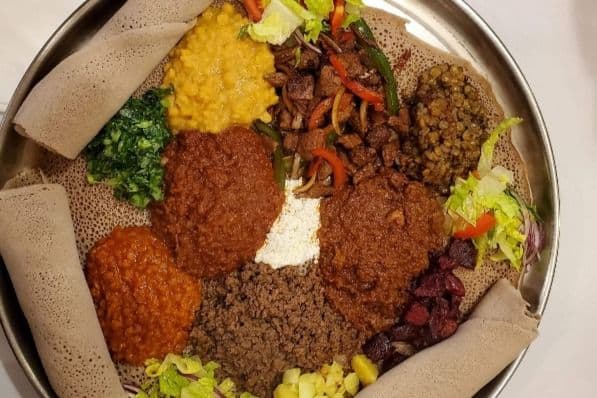 Meat Combo # 1 with Vegetarian Combo.