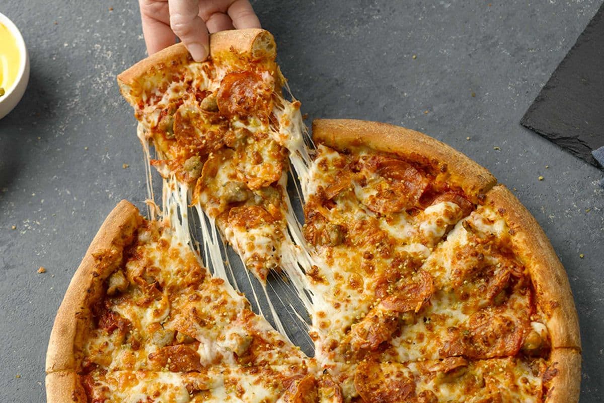 Large Pepperoni, Sausage, and Six Cheese Pizza