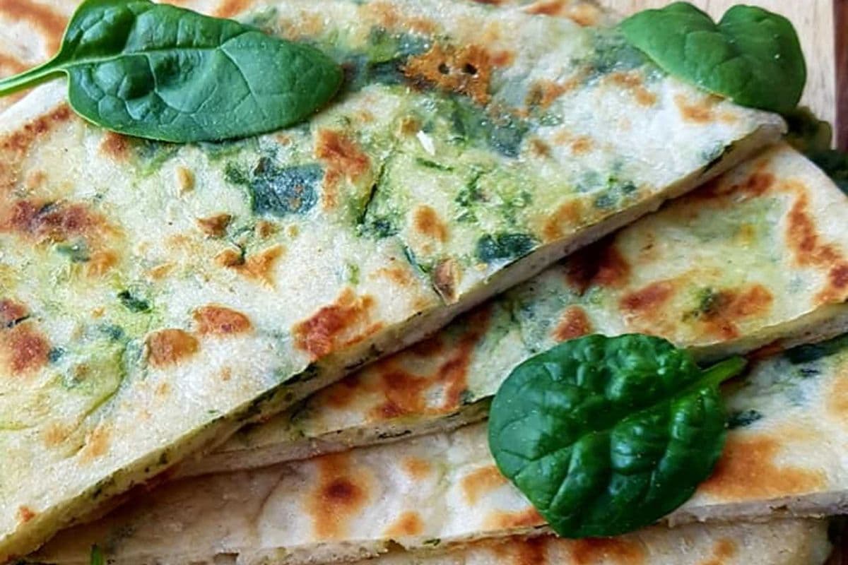 Cheese and Spinach Naan