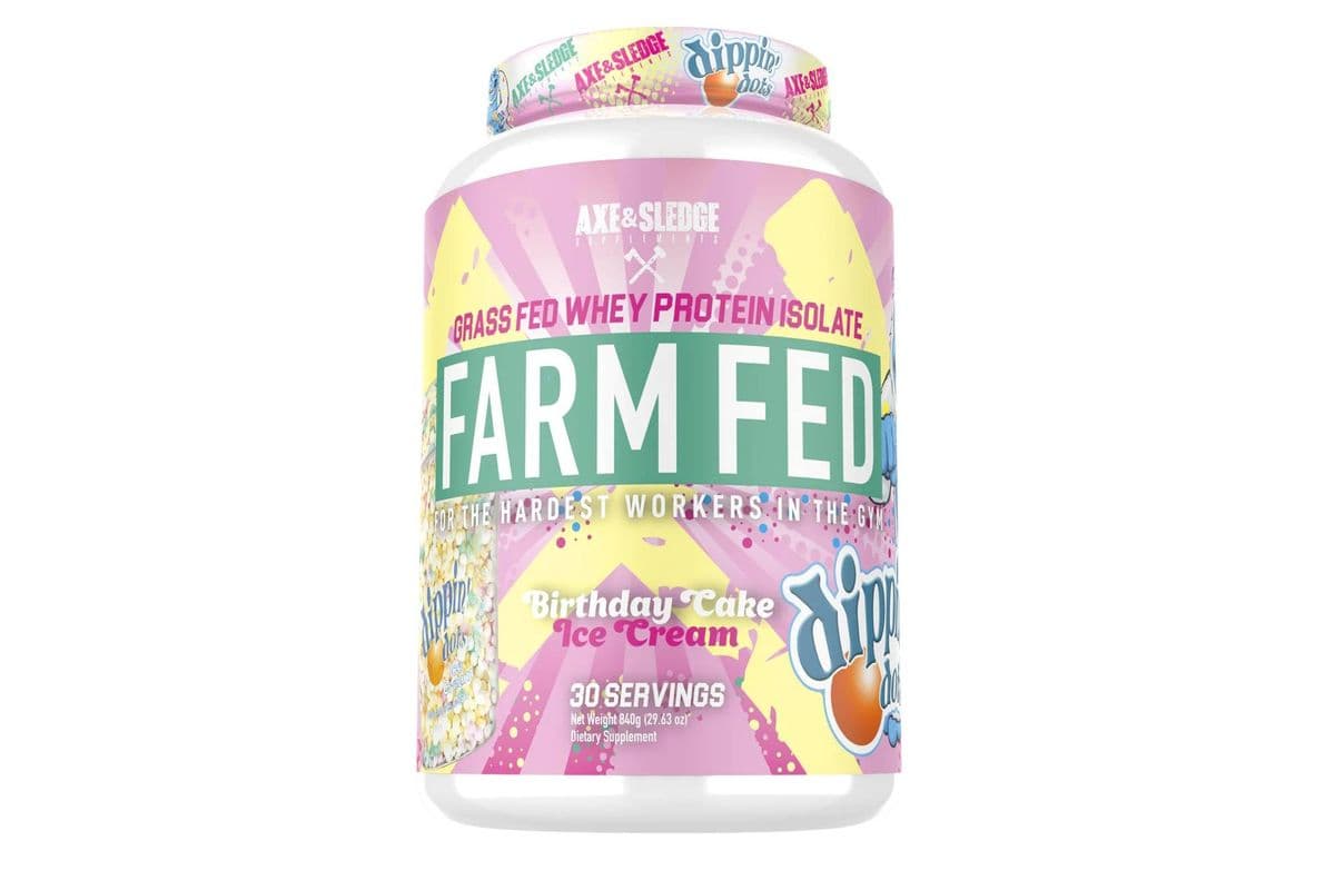 Axe and Sledge Farm Fed Dippin Dots Birthday Cake Ice Cream Protein Powder (840 g)