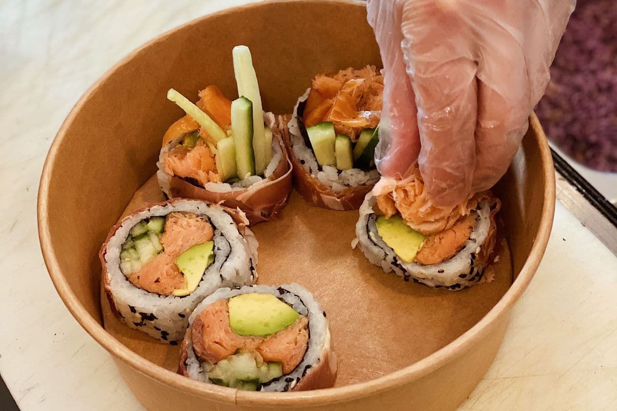 Bonbon saumon prosciutto (riz extérieur)