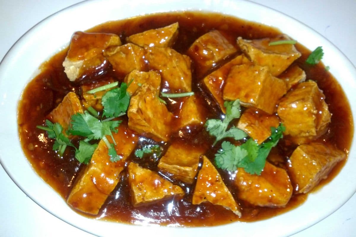 Fried Tofu with Manchurian Sauce