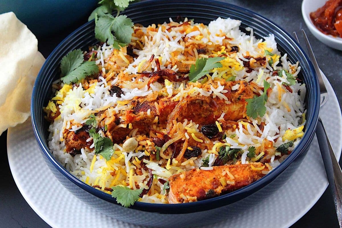 Dum biriyani authentique avec saumon poêlé / Dum Biriyani Salmon
