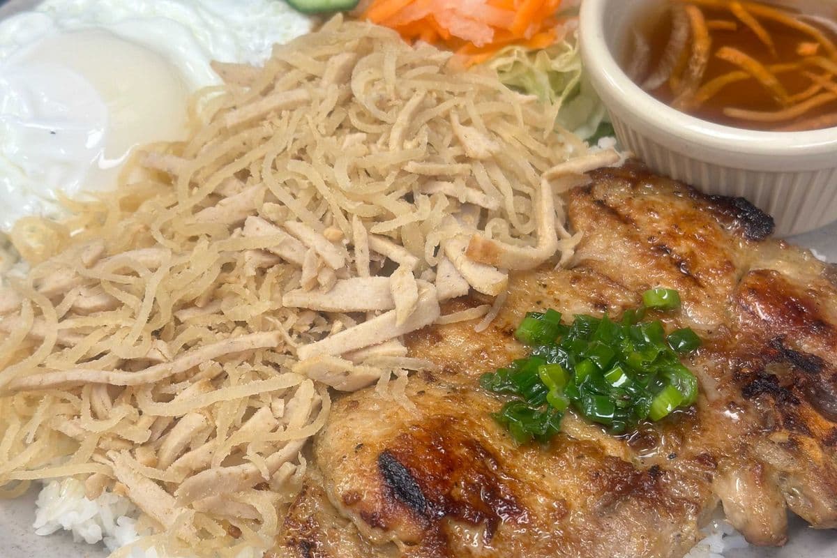 31. Grilled Pork Chop, Shredded Pork, and Fried Egg on Rice