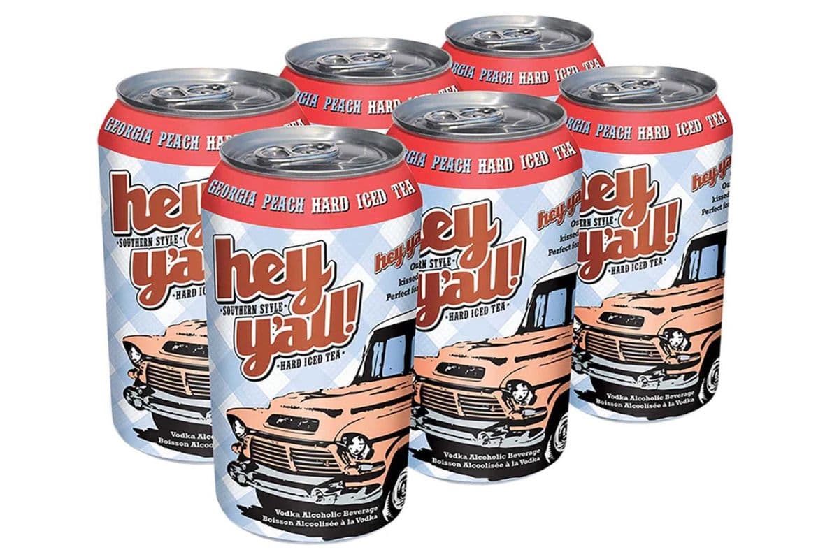 Hey Y'All Georgia Peach Hard Iced Tea (6 Pack) (6 x 341 ml Cans)