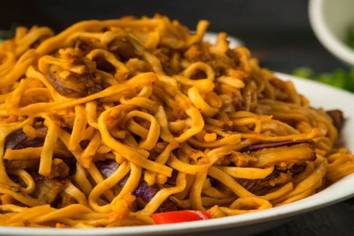 Spicy Eggplant and Minced Pork with E-Fu Noodle