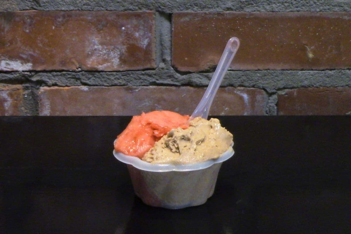 Gélato Nutella et sorbet fraise / Gelato Nutella and strawberry Sorbet