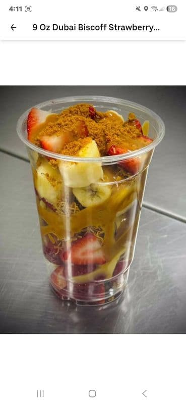16 Oz Dubai Biscoff Strawberry Banana Cup