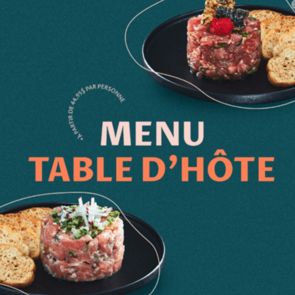 Menu Table d'hote / Menu Table d'hote