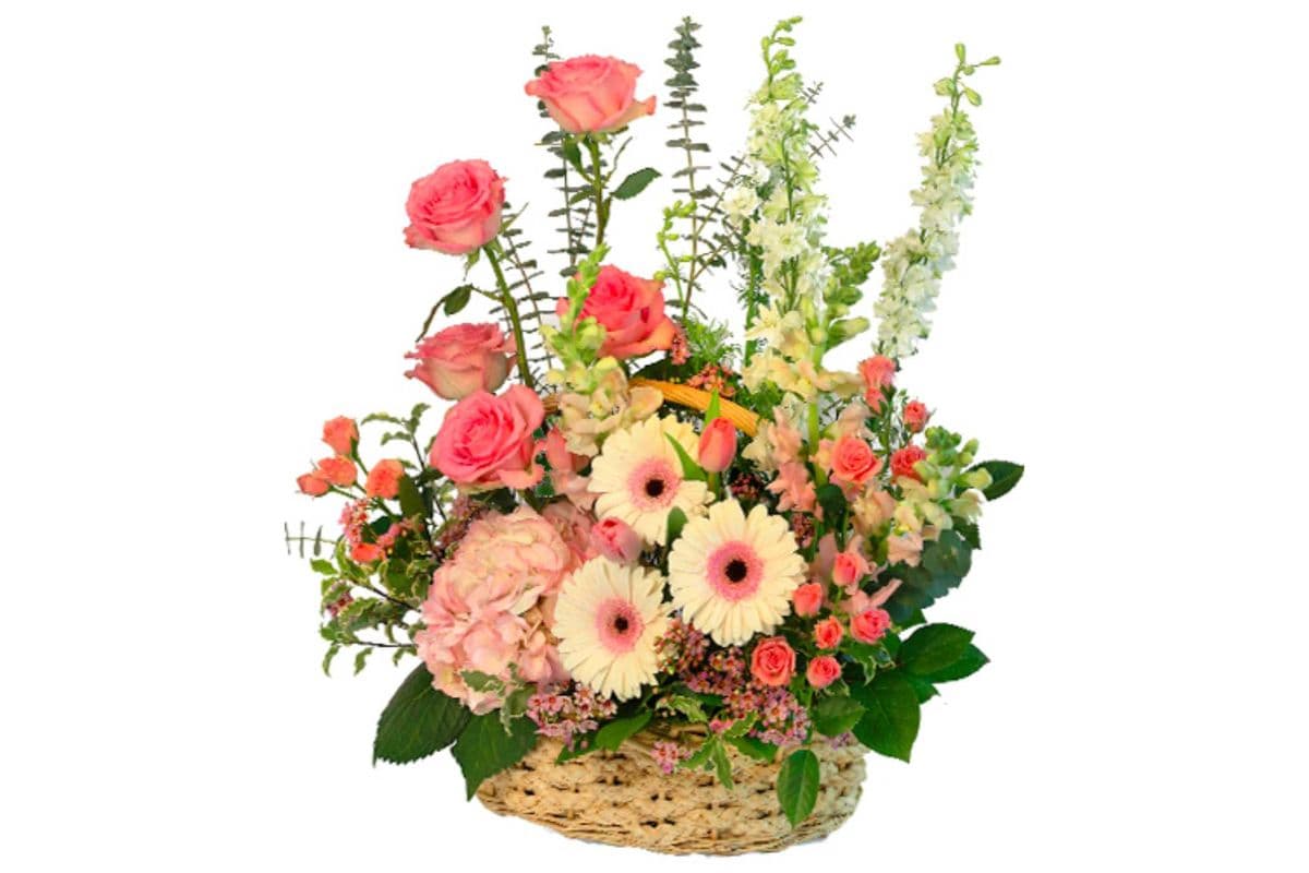 Blushing Sweetness Basket Arrangement
