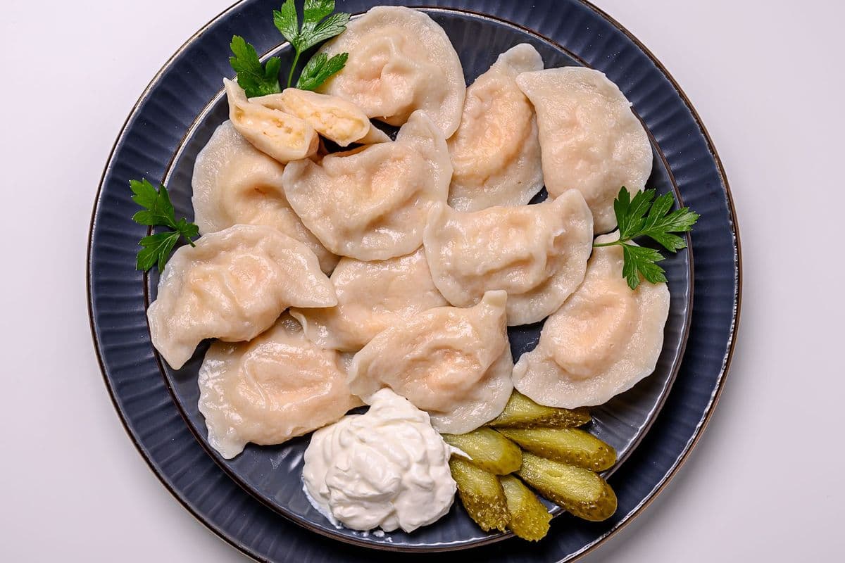 PEROGIES / VARENYKY with POTATO & CHEDDAR CHEESE (12 pcs)