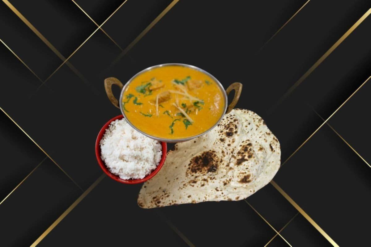 Dahi Chicken, Rice, and Naan