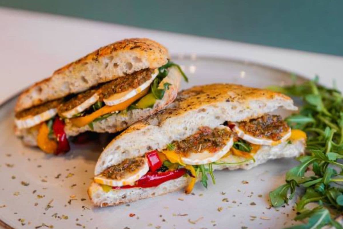 Focaccia Goat Cheese and Roasted Peppers