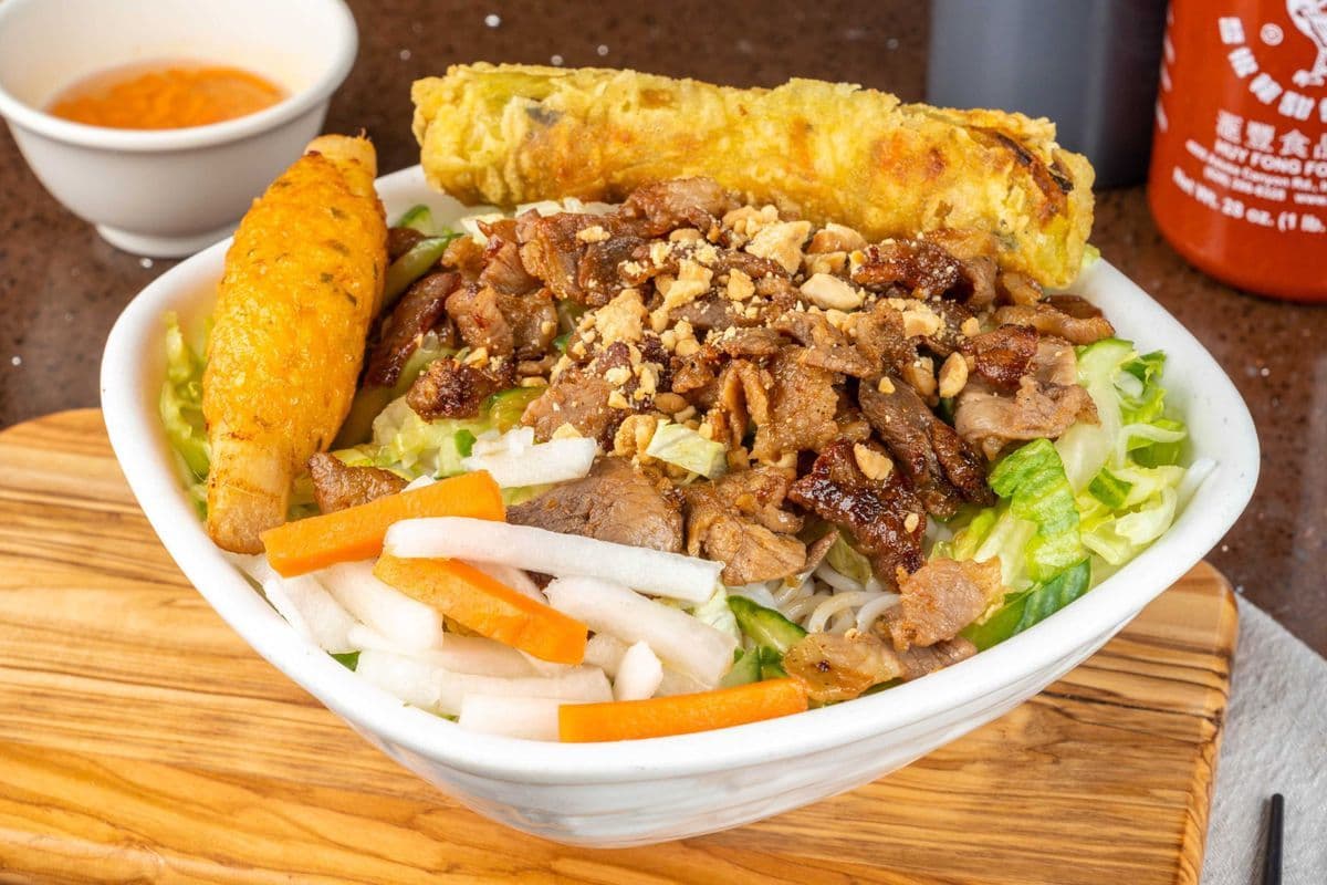 322 - Spring Roll, BBQ Beef and Minced Shrimp on Sugar Cane