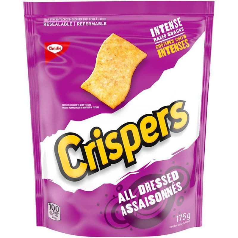 Crispers Craqulines Assaisonnes 145g/ Crispers All Dressed Crackers 145g