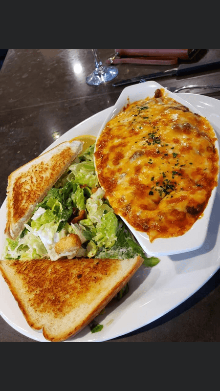Lasagna and Caesar Salad