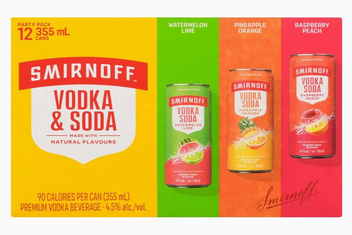 SMIRNOFF VODKA & SODA MIX NATURAL FLAVOURS (12 x 355ML)