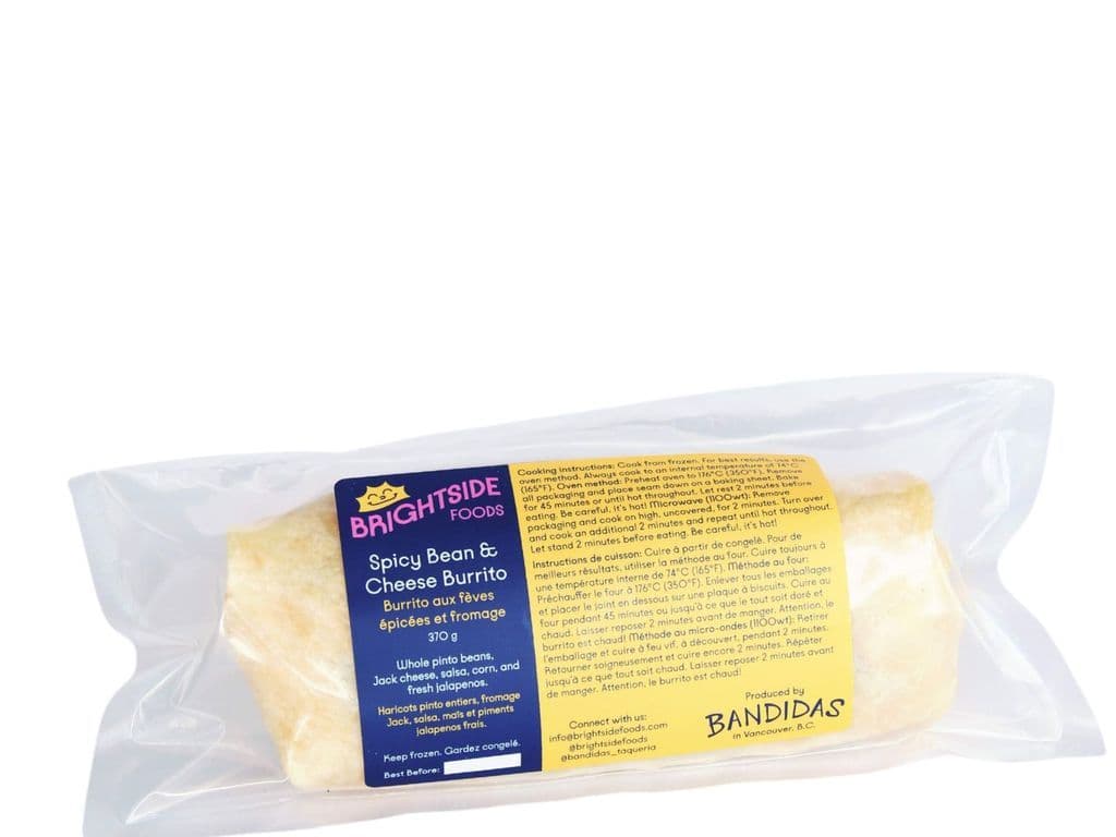Brightside foods Spicy bean & cheese burrito 370g (frozen)