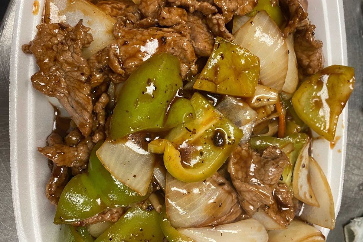 Beef with Black Bean Sauce on Flat Rice Noodles