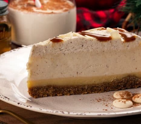 Buttered Rum Caramel Eggnog Cheesecake