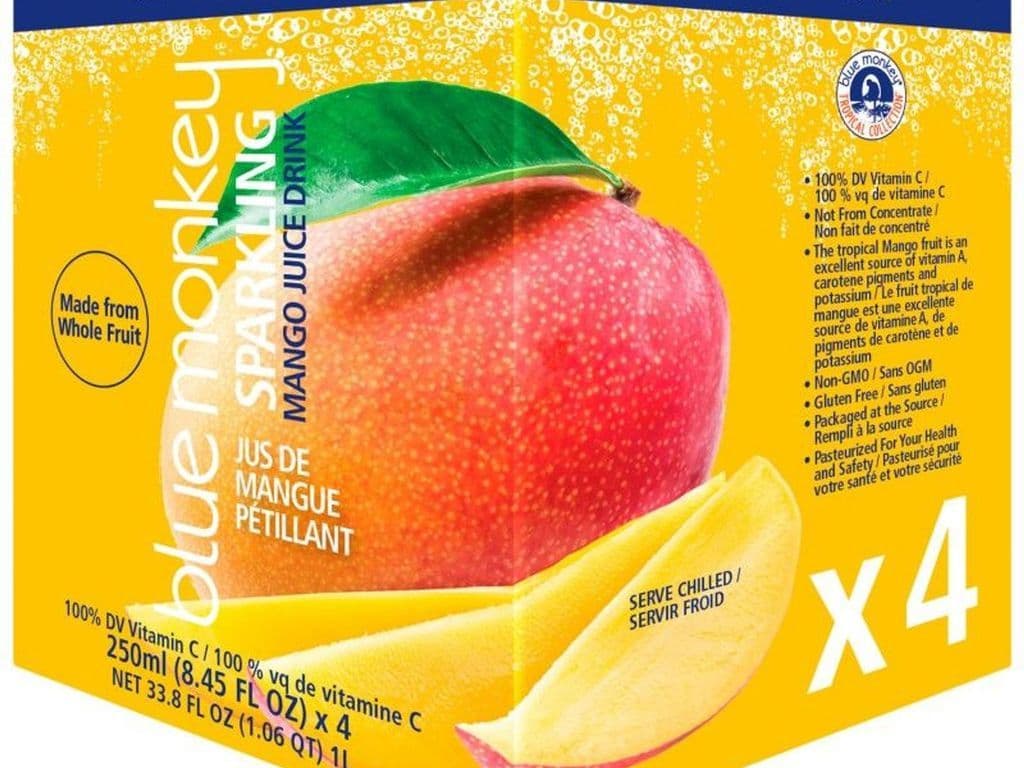 BLUE MONKEY SPARKLING MANGO JUICE 4X250ML