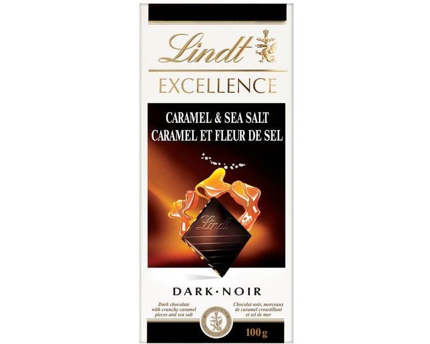 LINDT CARAMEL & SEA SALT DARK CHOCOLATE 100G