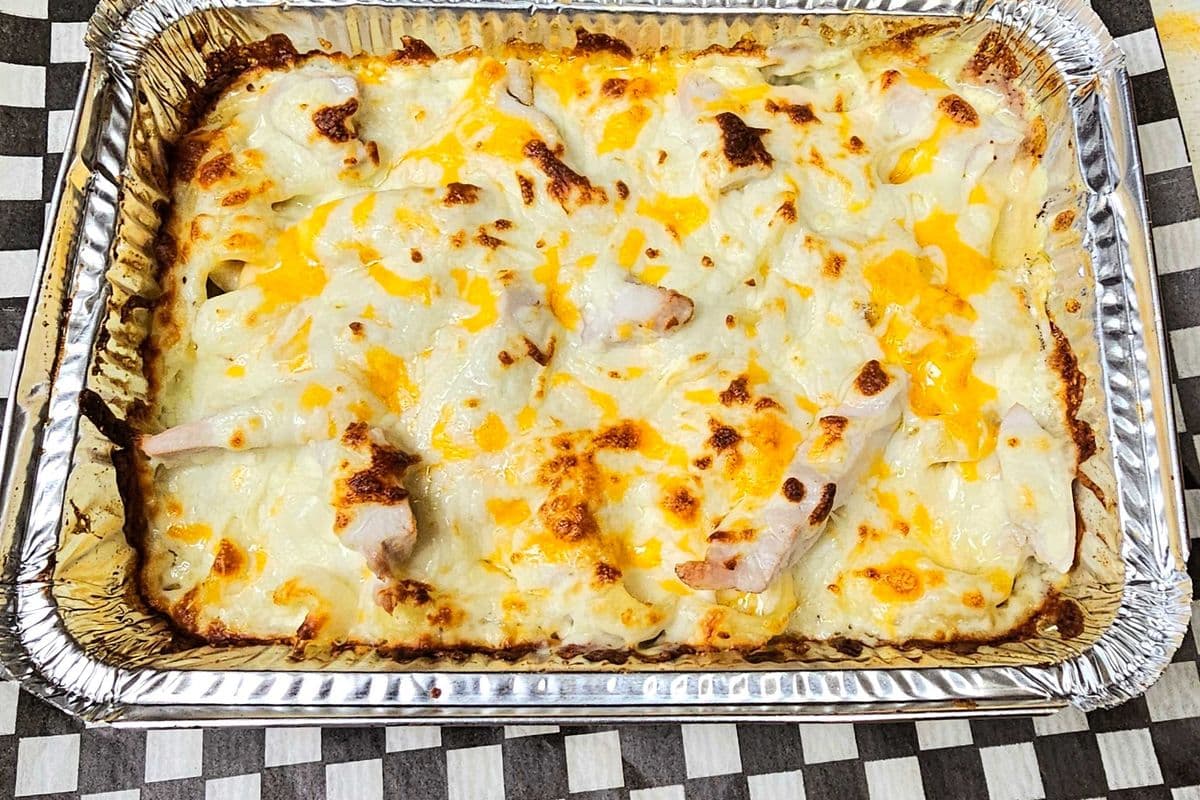 Baked Chicken Fettuccini with Cream Pesto