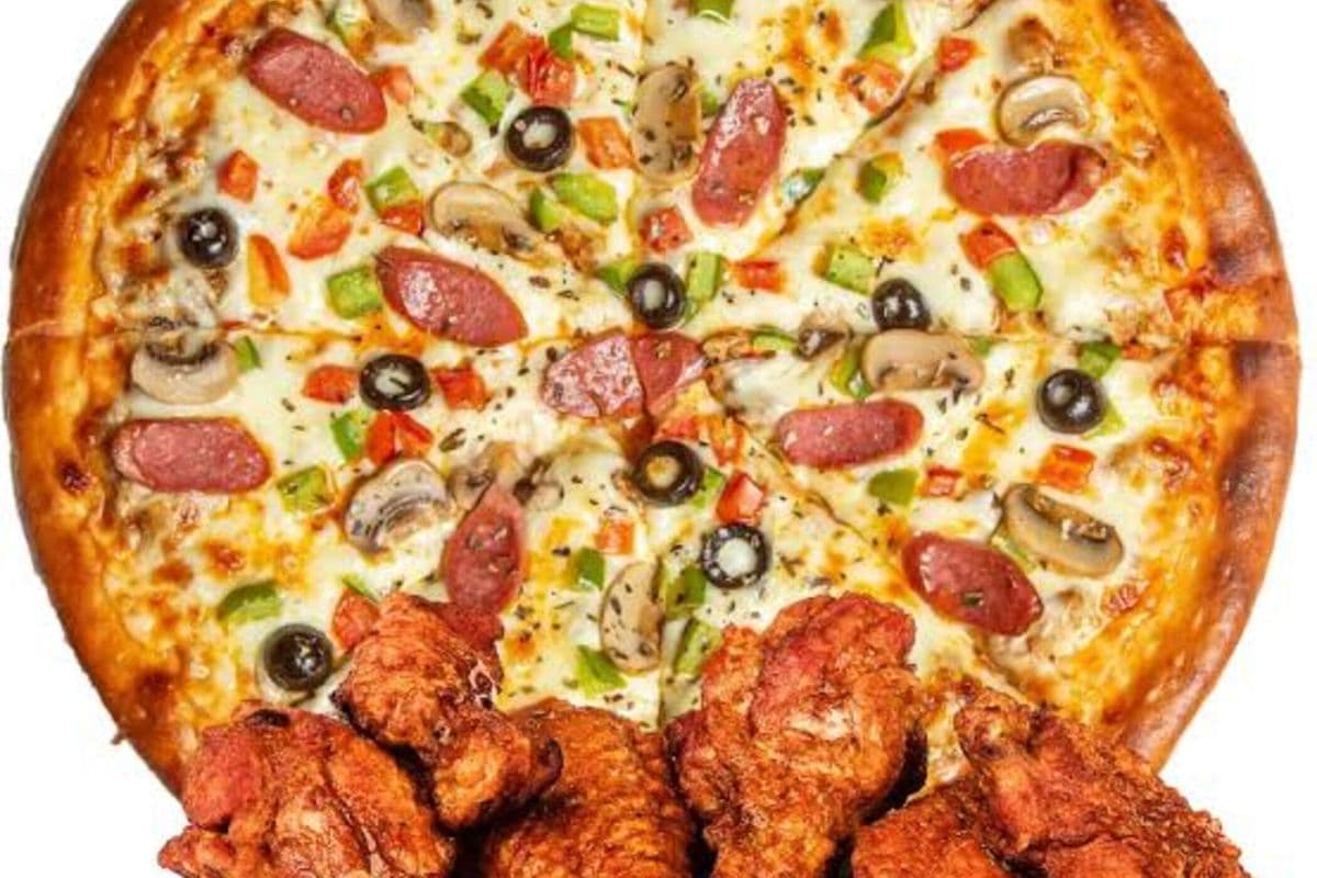 X-Large Pizza and 8 Wings