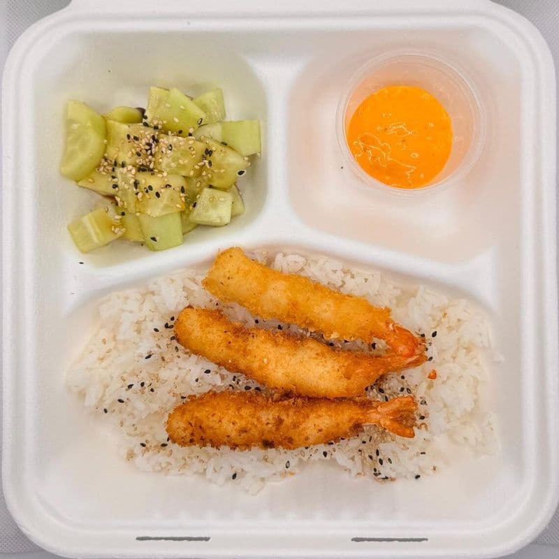 Lunch: Tiger Shrimps Tempura with Rice and Salad + Pop