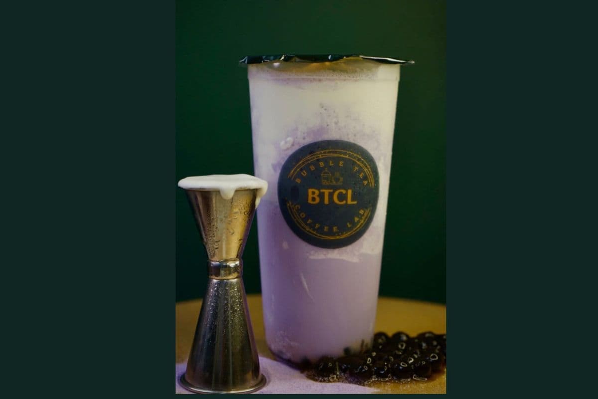 Taro Milk Tea with Black Boba