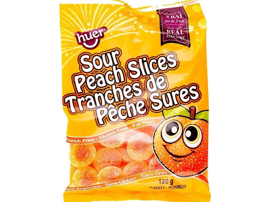 HUER SOUR PEACH SLICES CANDY 120G
