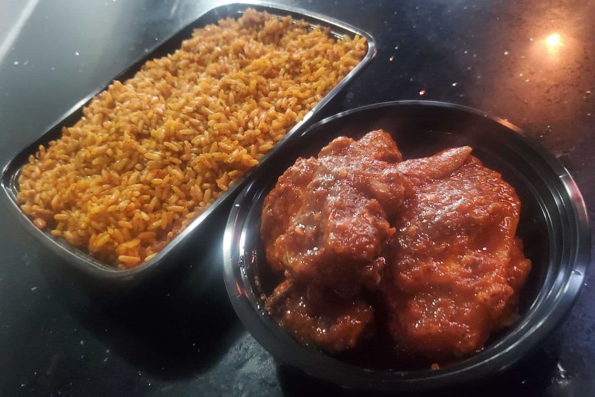 Just jollof and Assorted meats
