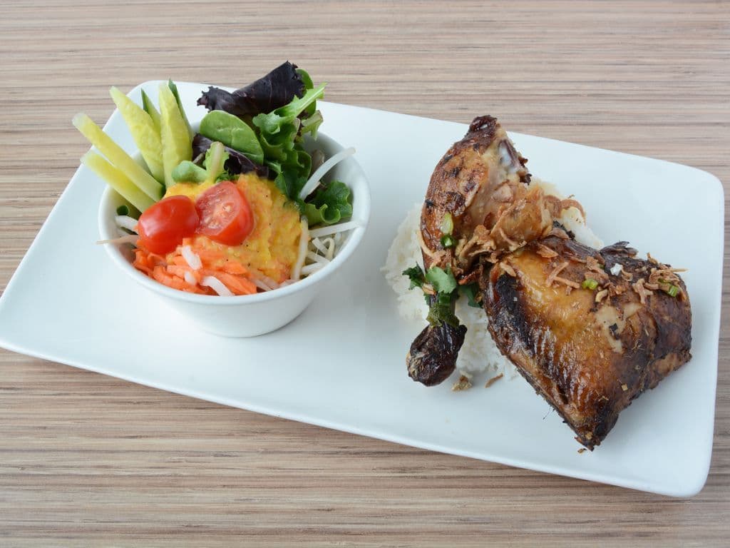 61. Lemongrass Chicken Leg with Rice & Salad