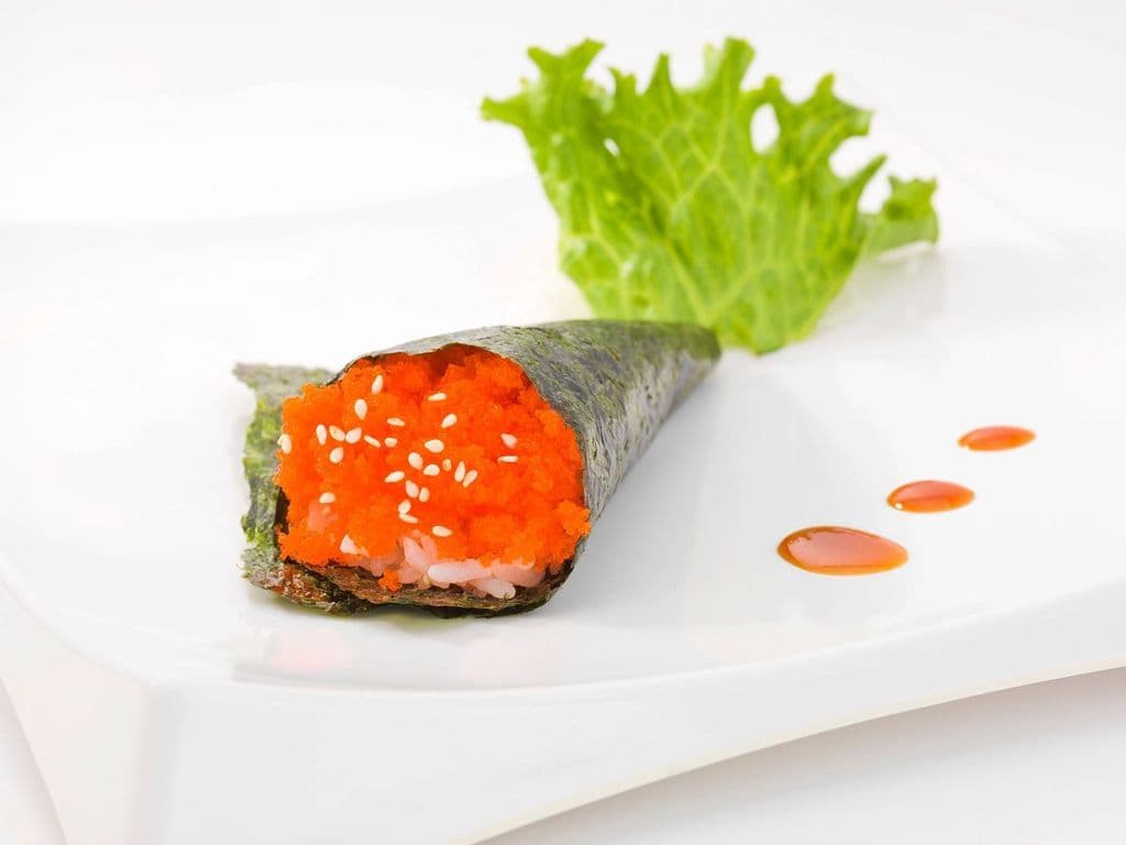 96. Flying Fish Egg Hand Roll