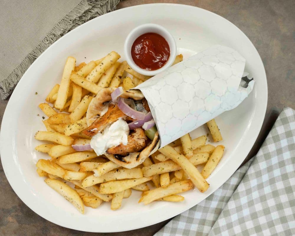 Chicken Souvlaki on a Pita