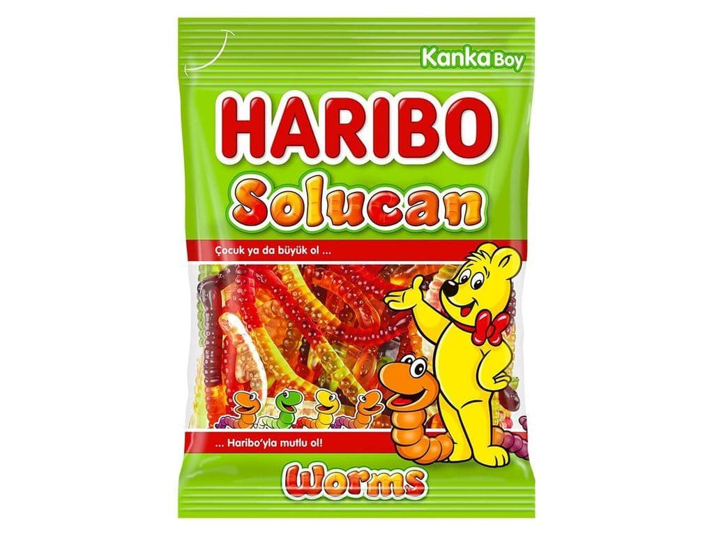 Haribo Gummy Worms Solucan Halal Gummies 80g Turkish Candy