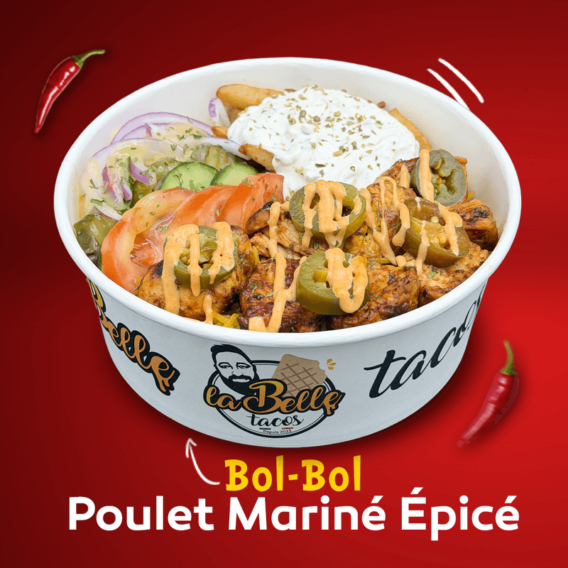 Bol-Bol Poulet Mariné Épicé / Spicy Marinated Chicken Bowl