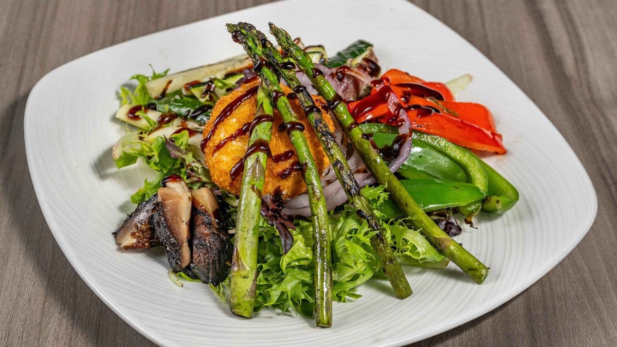 Grilled Vegetables and Warm Goat Cheese Salad
