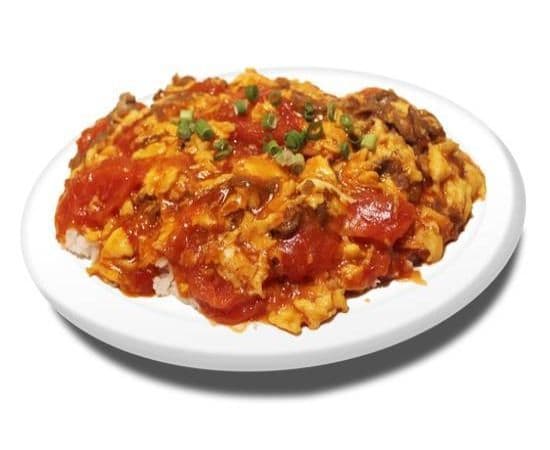 37. Poulet ou bœuf avec sauce tomate dans riz / Chicken or beef with Tomato Sauce in Rice/番茄鸡(牛)饭