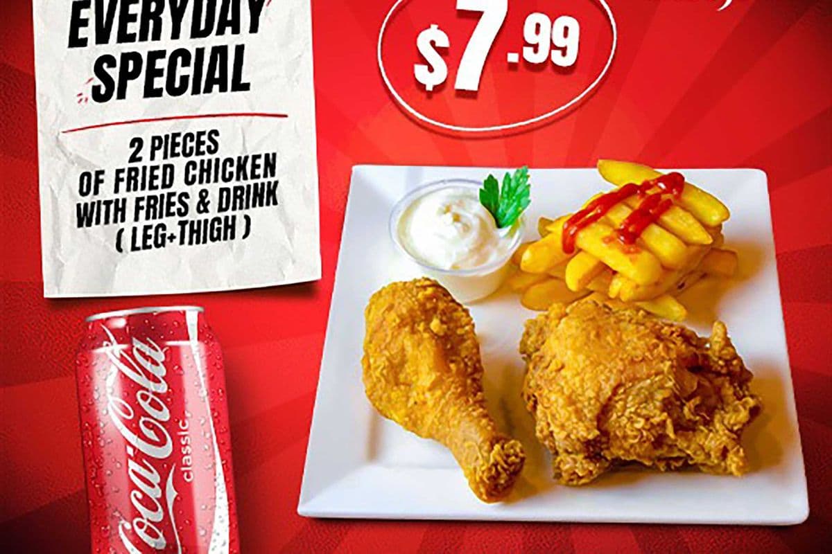 2 pieces of Fried Chicken + Fries + Drink