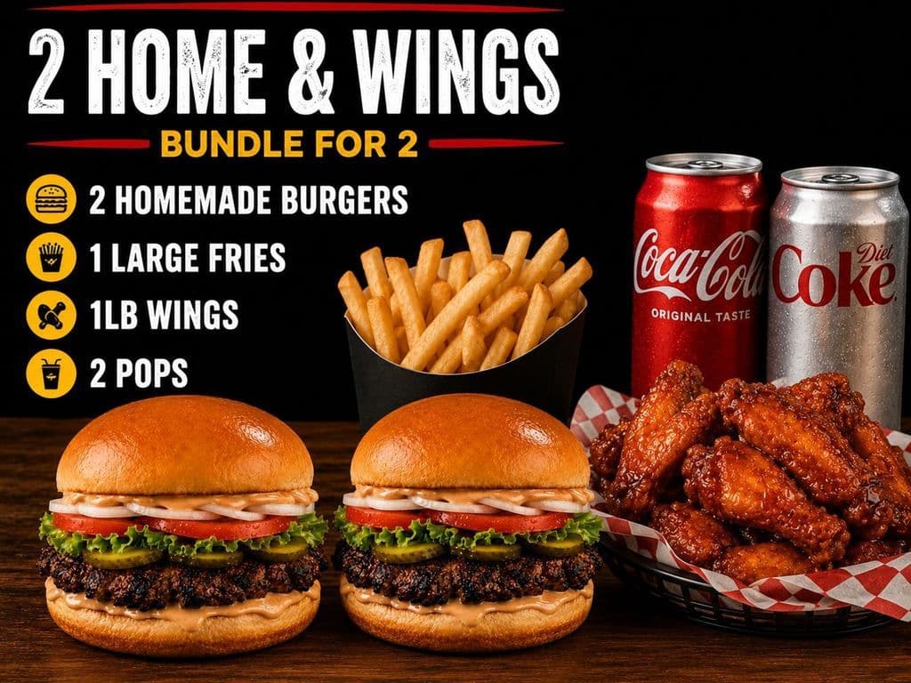2 Burgers & 1lb Wings