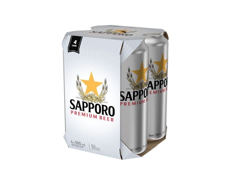 Sapporo Brewing Premium Lager, 4 x 500 ml