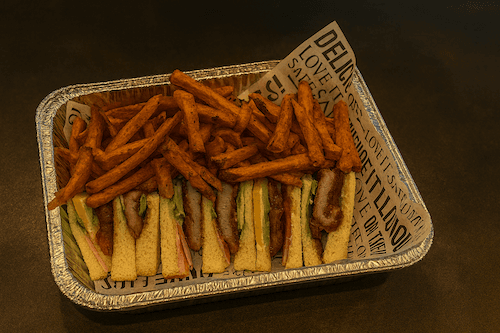Platter Deluxe Sandwich (Pork Chop & Ham) (incl. Sweet Yam Fries) / 歡樂餐 總匯三明治(含炸豬排&火腿,附甜薯條)
