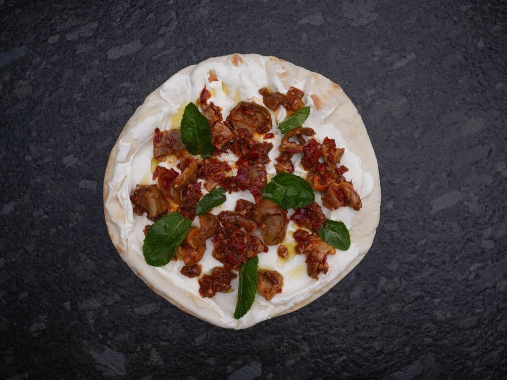 Labneh with Makdoos Manakish