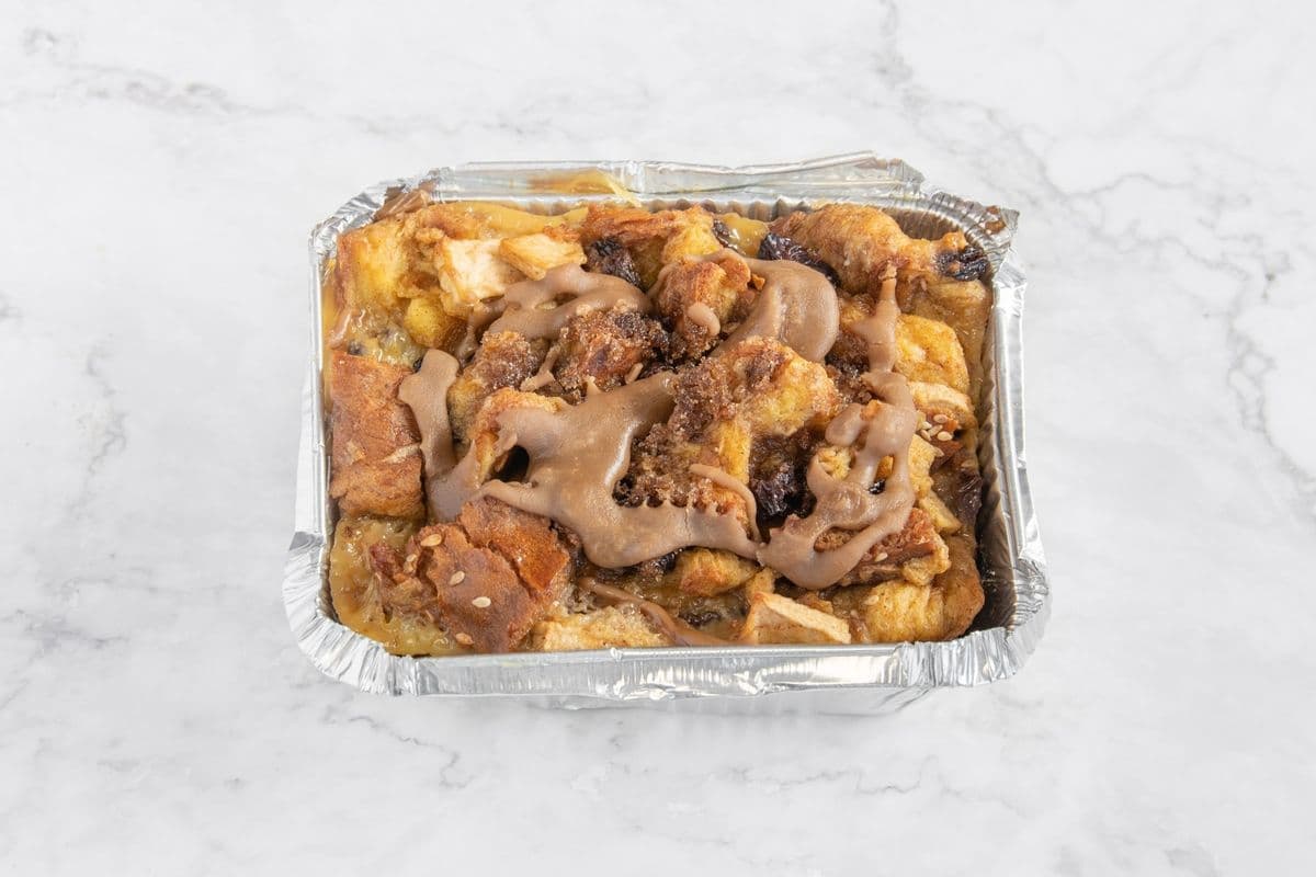Frozen Apple Raisin Challah Bread Pudding