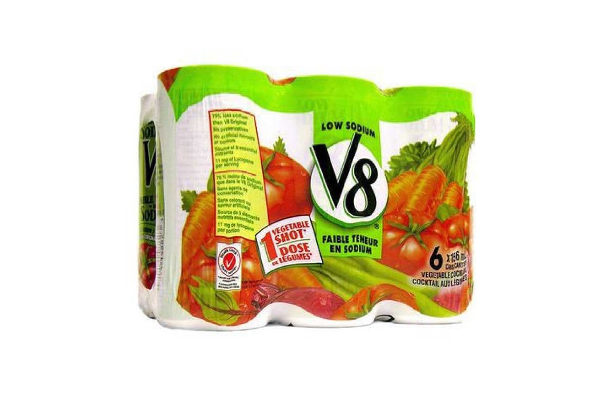 V8 Vegetable Cocktail Low Sodium Juice 6 x 156 ml